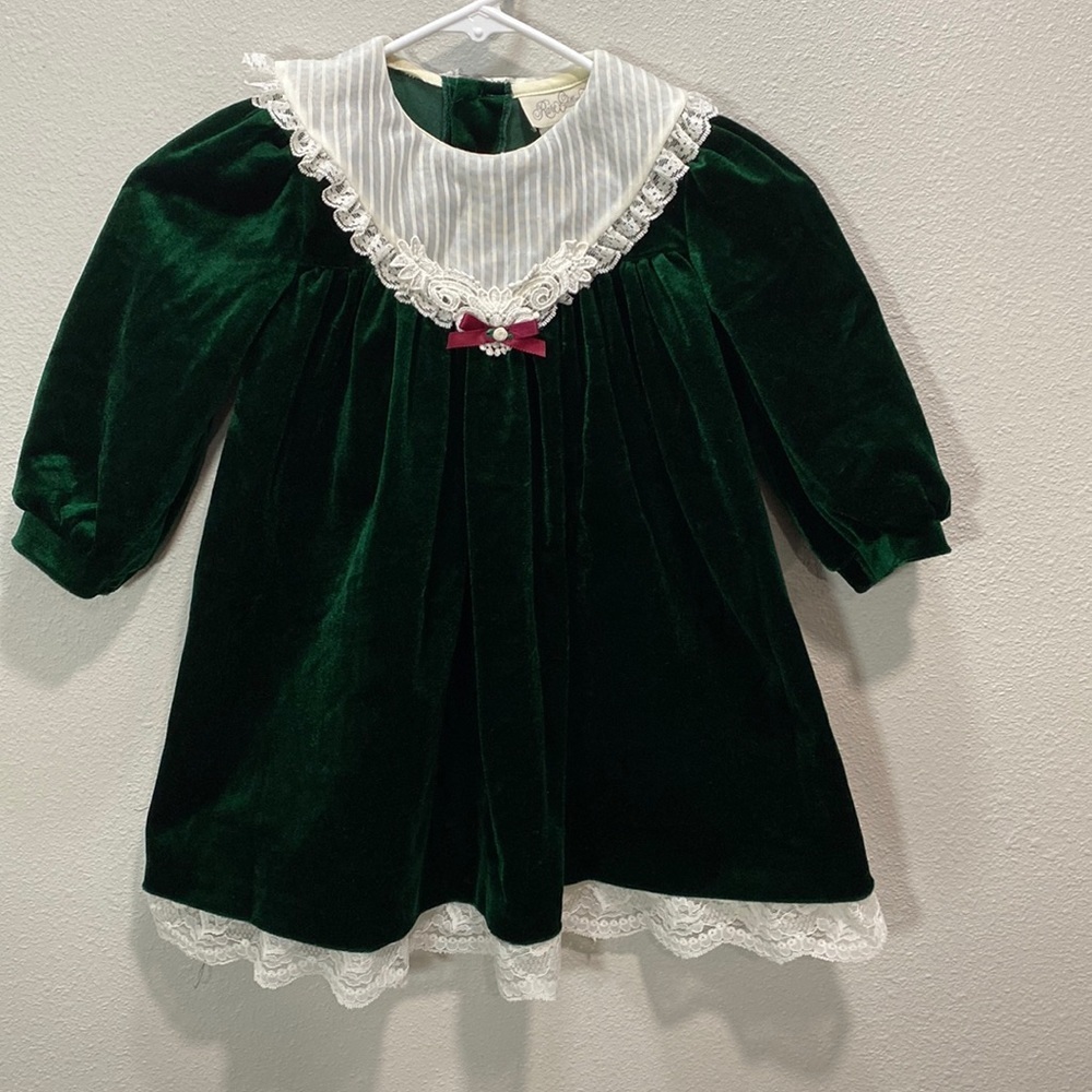 Vintage Union‎ made rare editions Christmas dress velvet green